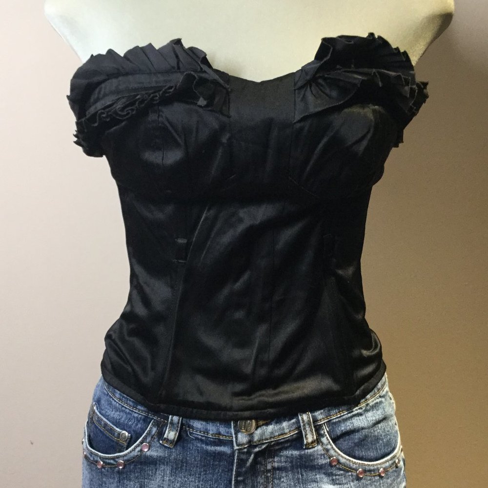 Black SATIN CORSET  size XS petite